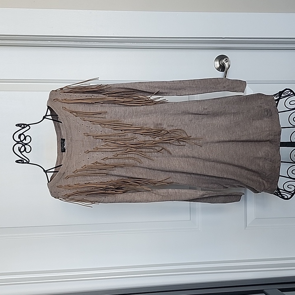 Venus brown sweater with suede embellishments